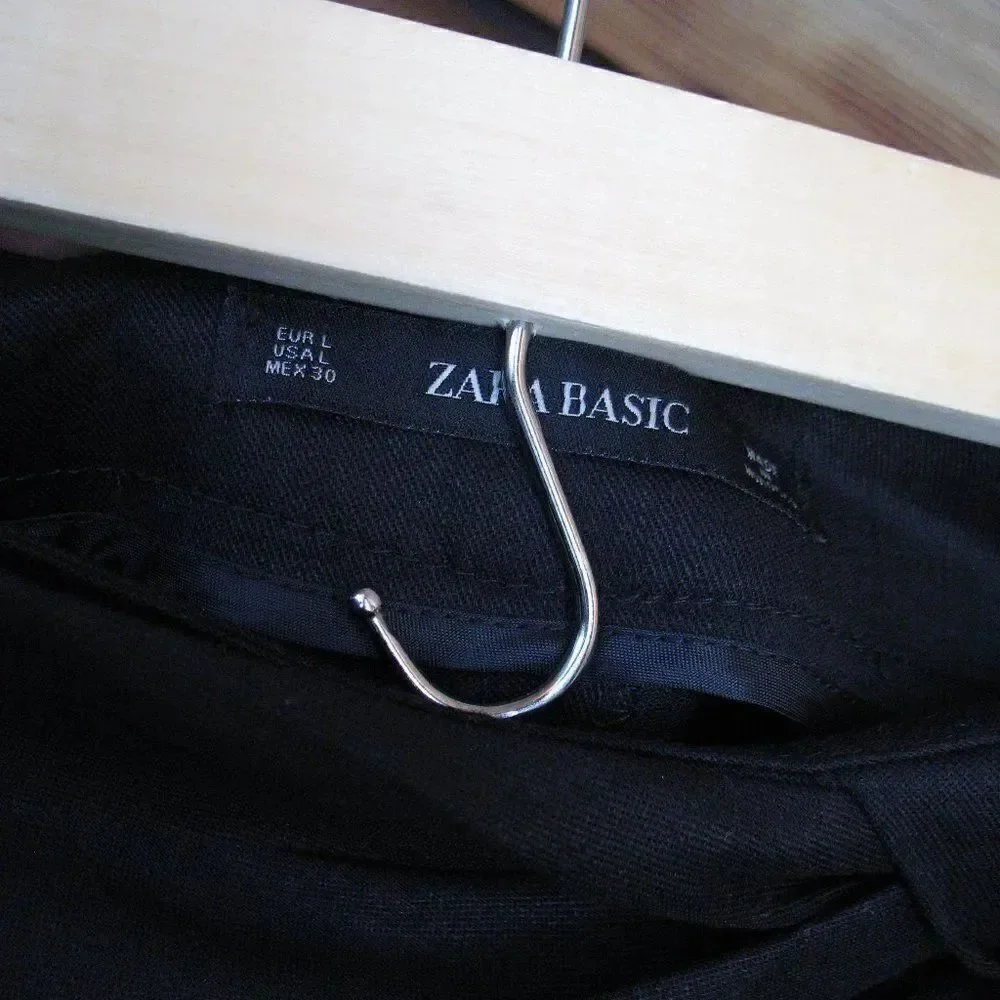 NWT Black Linen Blend Cropped High Waist Pants